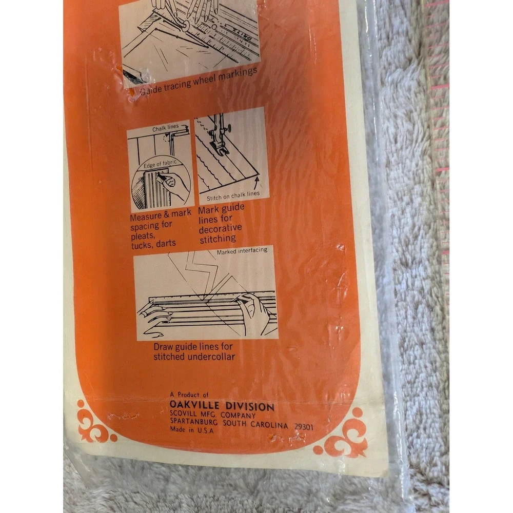 Vintage Dritz See-Thru Dressmakers Ruler Transparent Sewing T-Square Tool